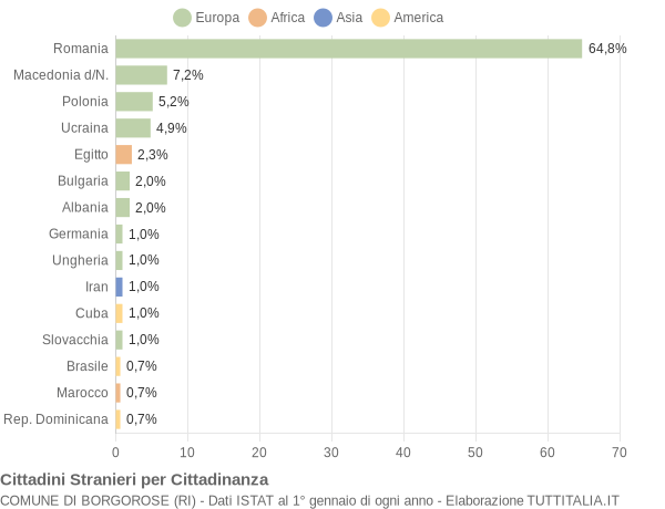 Grafico cittadinanza stranieri - Borgorose 2013