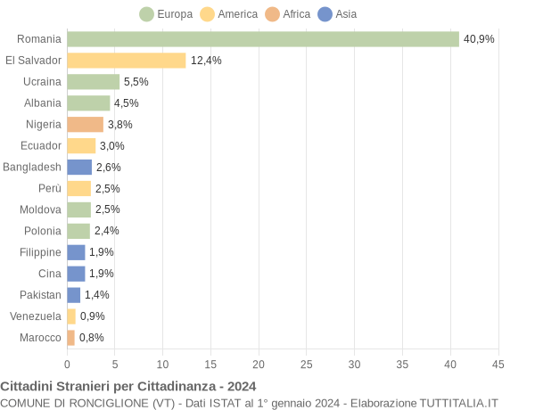 Grafico cittadinanza stranieri - Ronciglione 2024