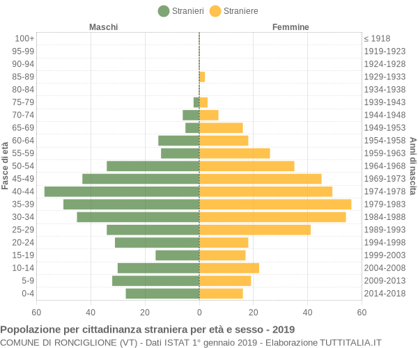 Grafico cittadini stranieri - Ronciglione 2019