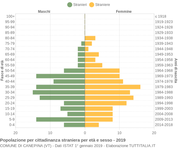 Grafico cittadini stranieri - Canepina 2019