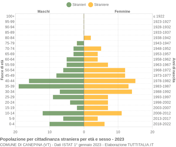 Grafico cittadini stranieri - Canepina 2023