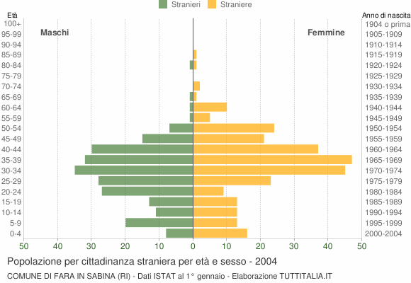 Grafico cittadini stranieri - Fara in Sabina 2004