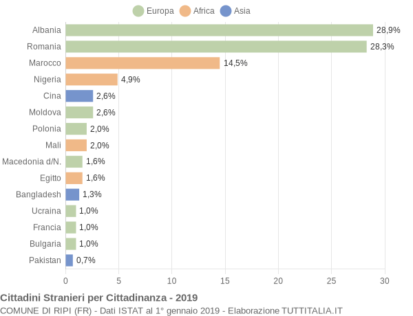 Grafico cittadinanza stranieri - Ripi 2019