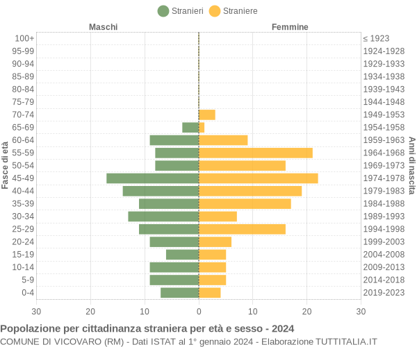 Grafico cittadini stranieri - Vicovaro 2024