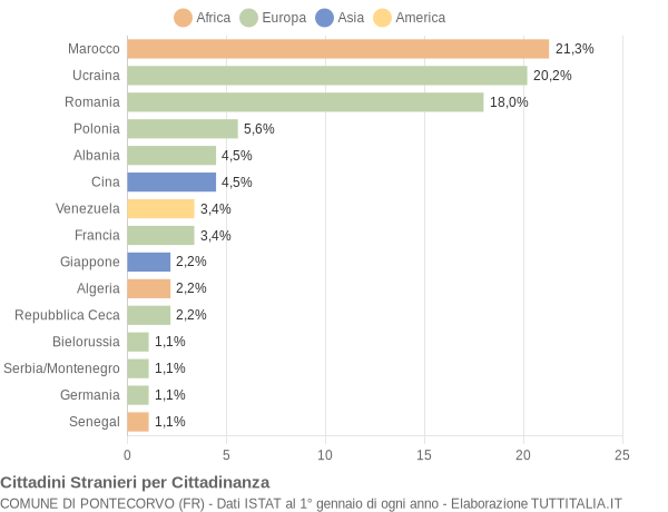 Grafico cittadinanza stranieri - Pontecorvo 2005