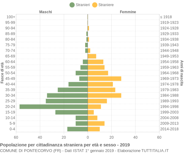 Grafico cittadini stranieri - Pontecorvo 2019