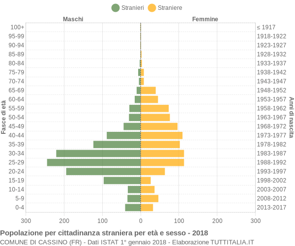 Grafico cittadini stranieri - Cassino 2018