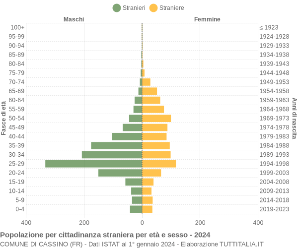 Grafico cittadini stranieri - Cassino 2024