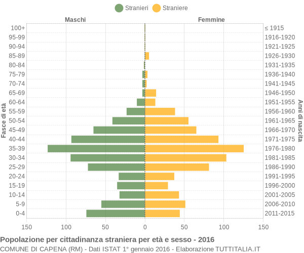 Grafico cittadini stranieri - Capena 2016