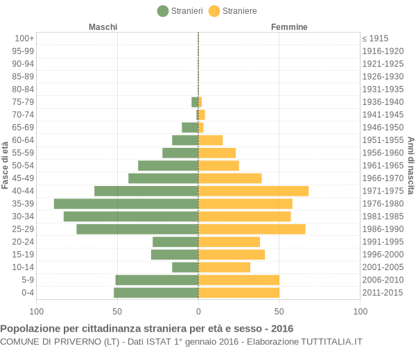 Grafico cittadini stranieri - Priverno 2016