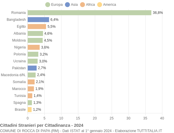 Grafico cittadinanza stranieri - Rocca di Papa 2024