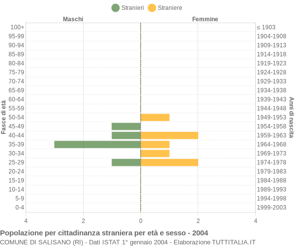 Grafico cittadini stranieri - Salisano 2004