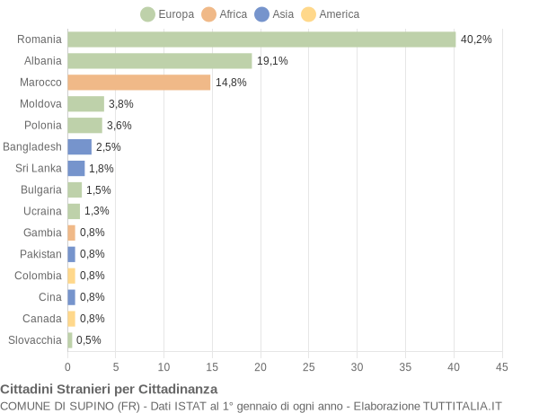 Grafico cittadinanza stranieri - Supino 2019