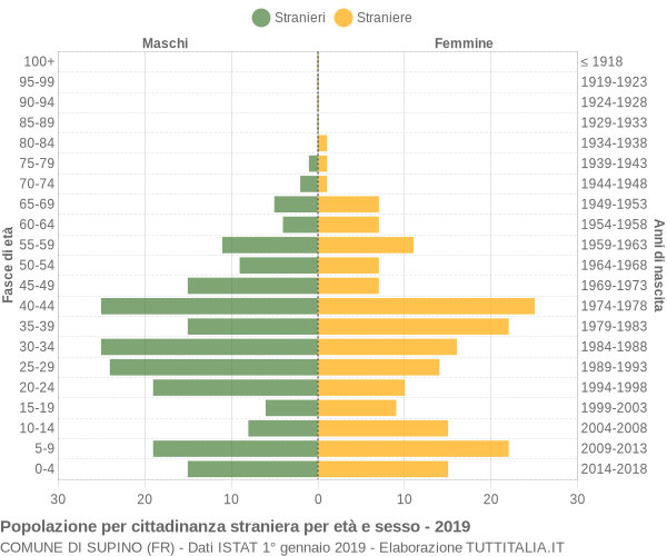 Grafico cittadini stranieri - Supino 2019