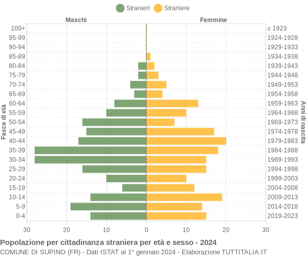 Grafico cittadini stranieri - Supino 2024