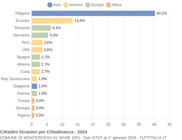 Grafico cittadinanza stranieri - Monterosso al Mare 2024