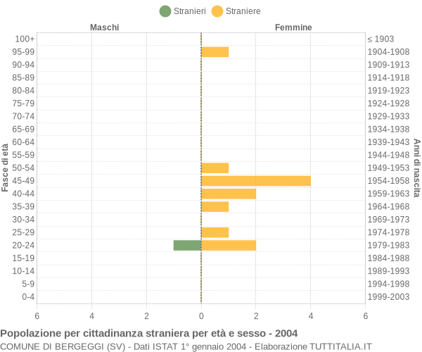 Grafico cittadini stranieri - Bergeggi 2004