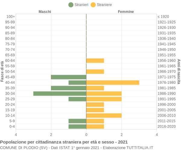 Grafico cittadini stranieri - Plodio 2021