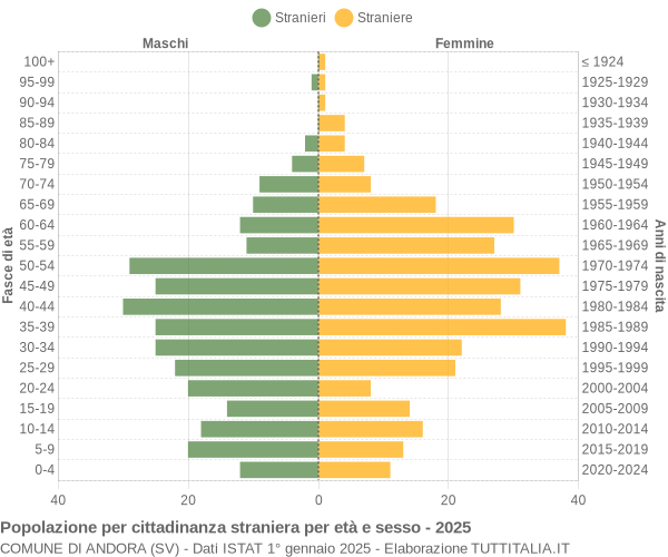 Grafico cittadini stranieri - Andora 2025