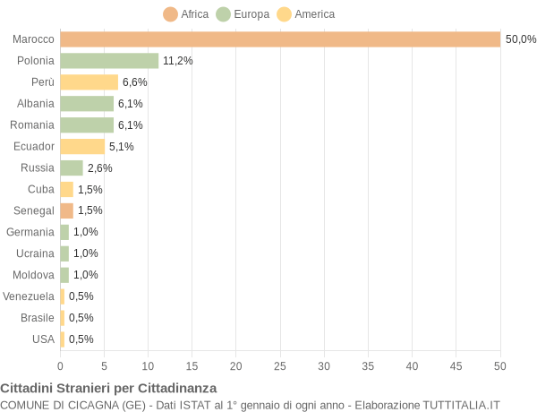 Grafico cittadinanza stranieri - Cicagna 2008