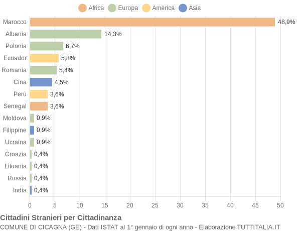 Grafico cittadinanza stranieri - Cicagna 2018