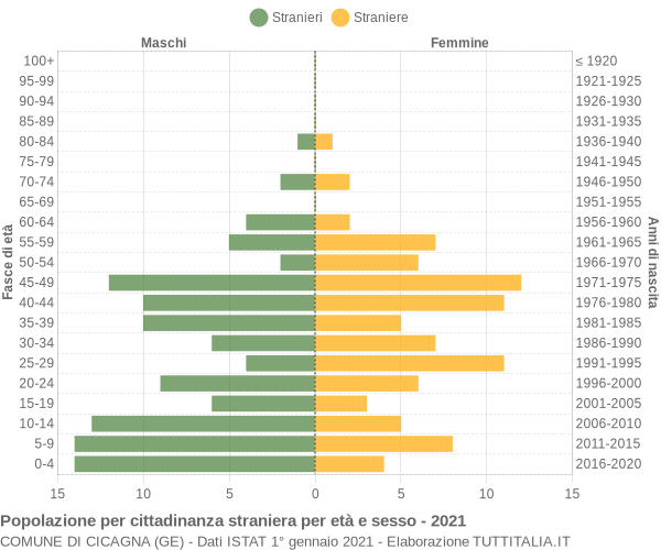 Grafico cittadini stranieri - Cicagna 2021