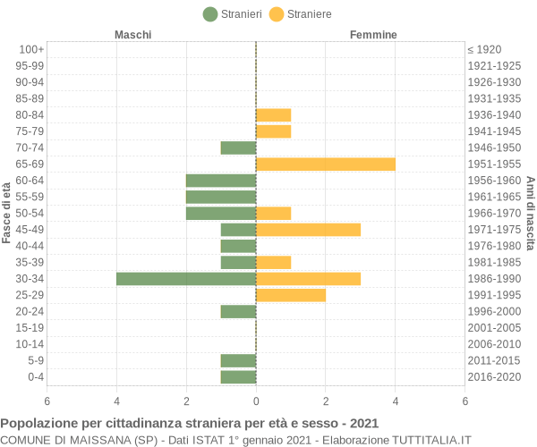 Grafico cittadini stranieri - Maissana 2021