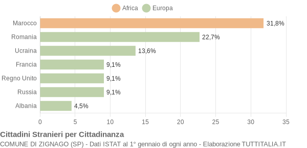 Grafico cittadinanza stranieri - Zignago 2020