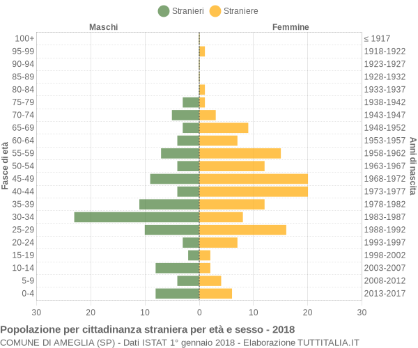 Grafico cittadini stranieri - Ameglia 2018