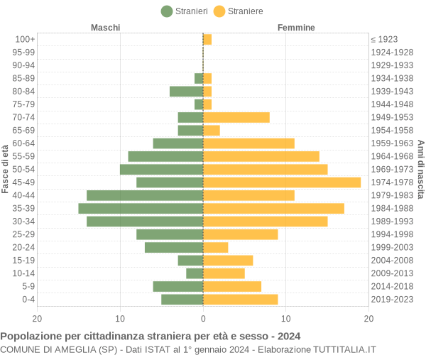 Grafico cittadini stranieri - Ameglia 2024