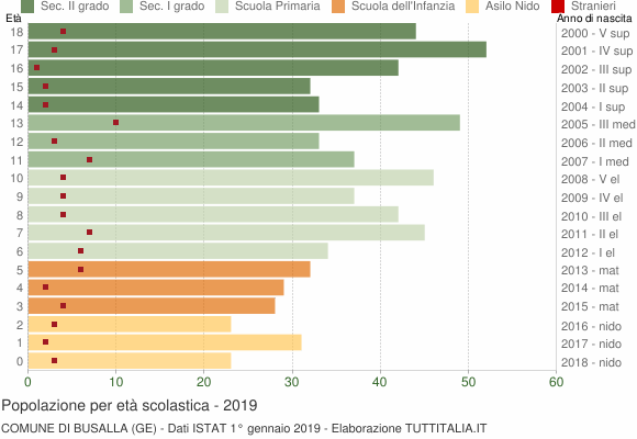 Grafico Popolazione in età scolastica - Busalla 2019