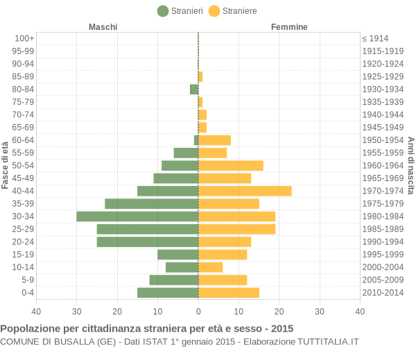 Grafico cittadini stranieri - Busalla 2015