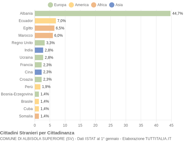 Grafico cittadinanza stranieri - Albisola Superiore 2004