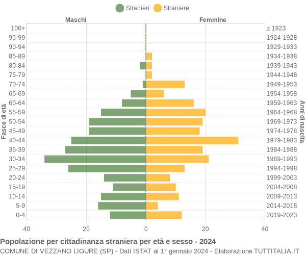 Grafico cittadini stranieri - Vezzano Ligure 2024