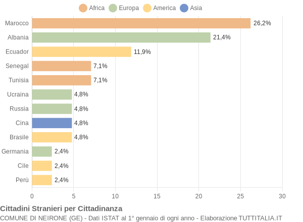 Grafico cittadinanza stranieri - Neirone 2004