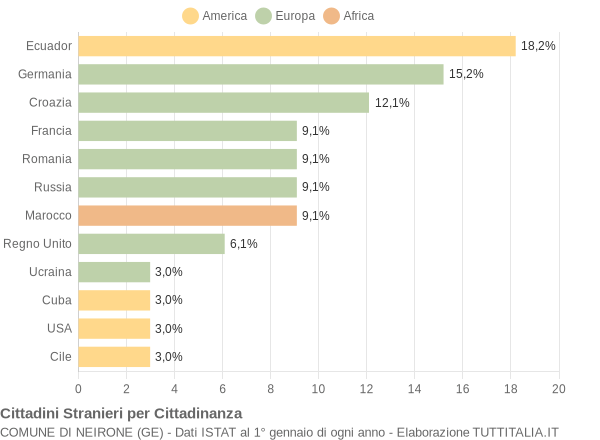 Grafico cittadinanza stranieri - Neirone 2010