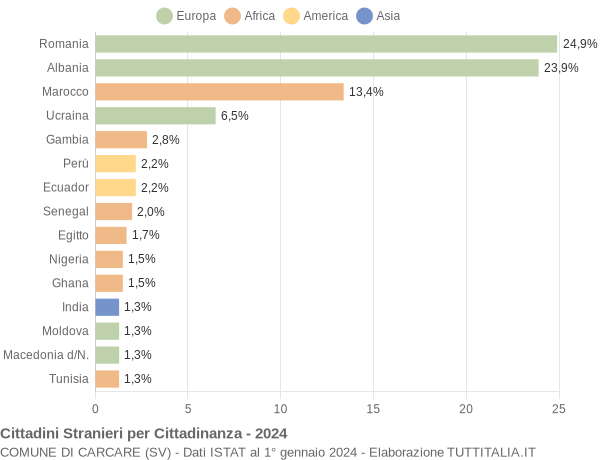 Grafico cittadinanza stranieri - Carcare 2024