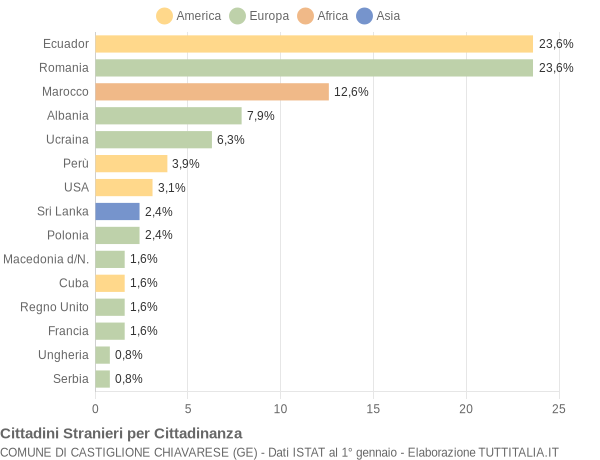 Grafico cittadinanza stranieri - Castiglione Chiavarese 2010