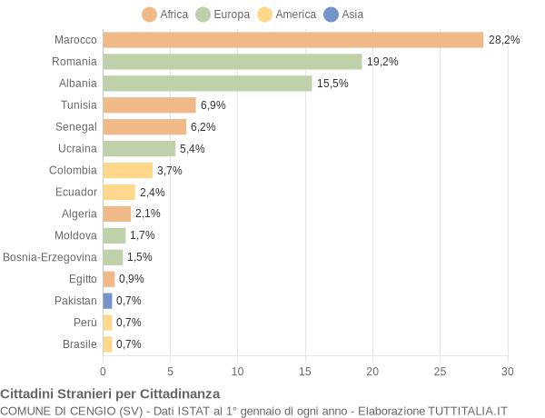 Grafico cittadinanza stranieri - Cengio 2014