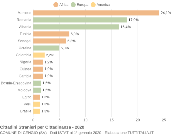 Grafico cittadinanza stranieri - Cengio 2020