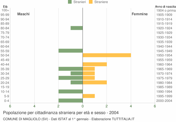 Grafico cittadini stranieri - Magliolo 2004