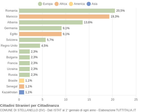 Grafico cittadinanza stranieri - Stellanello 2011