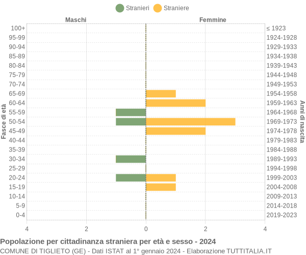 Grafico cittadini stranieri - Tiglieto 2024