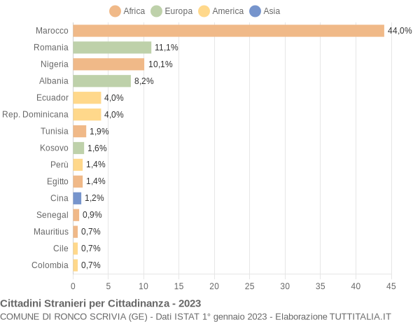 Grafico cittadinanza stranieri - Ronco Scrivia 2023