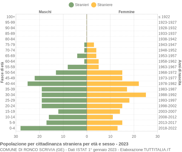 Grafico cittadini stranieri - Ronco Scrivia 2023