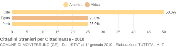 Grafico cittadinanza stranieri - Montebruno 2010