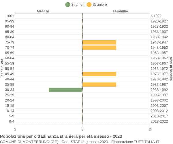 Grafico cittadini stranieri - Montebruno 2023