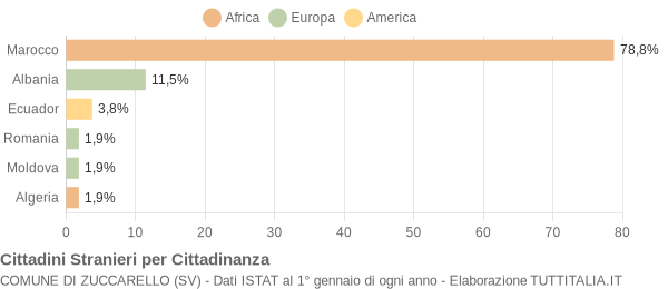 Grafico cittadinanza stranieri - Zuccarello 2013