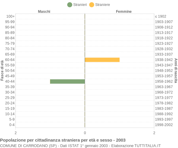 Grafico cittadini stranieri - Carrodano 2003