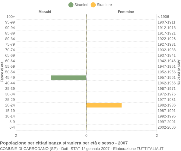 Grafico cittadini stranieri - Carrodano 2007